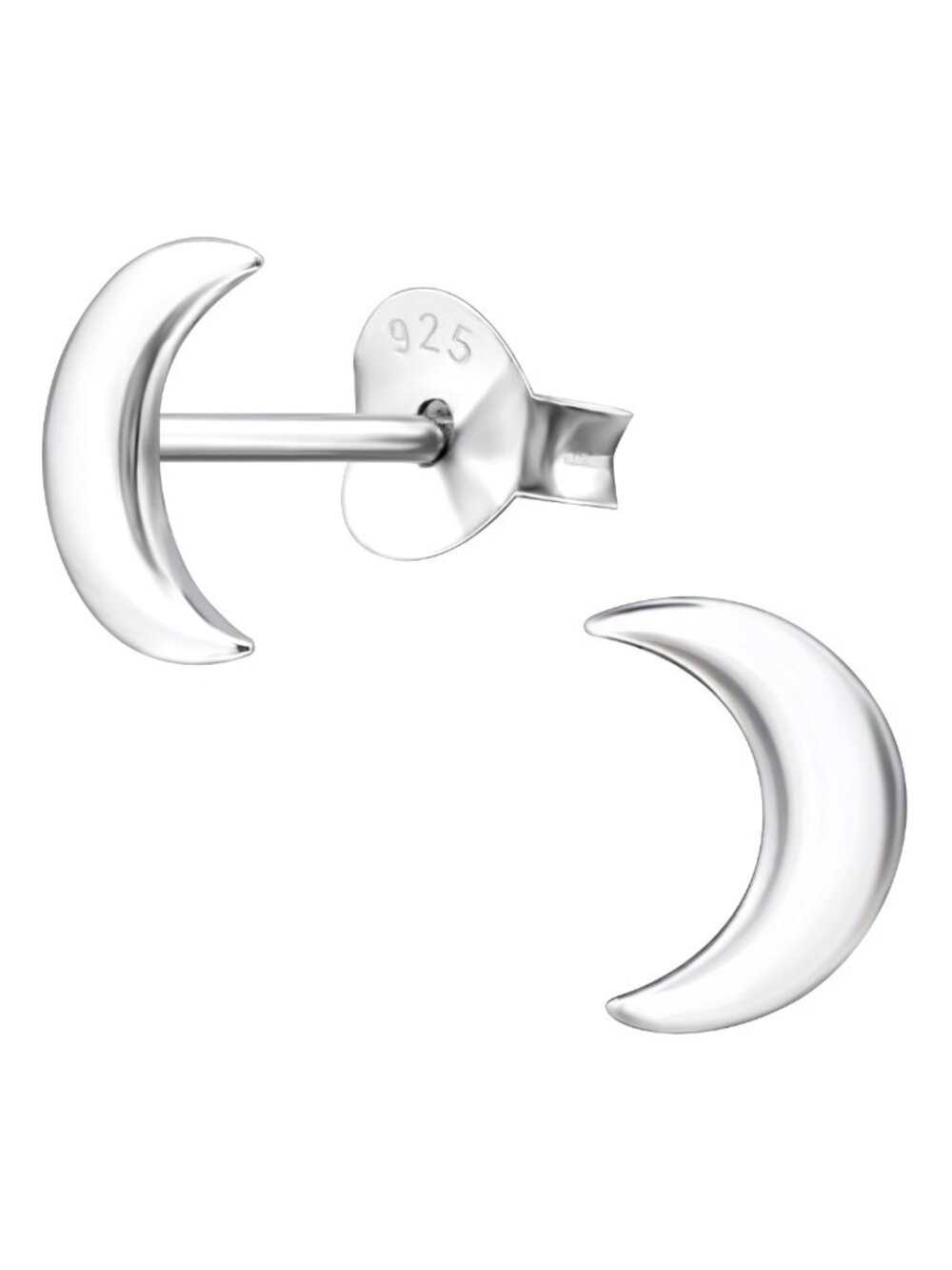 Sterling Silver Crescent Moon Ear Studs